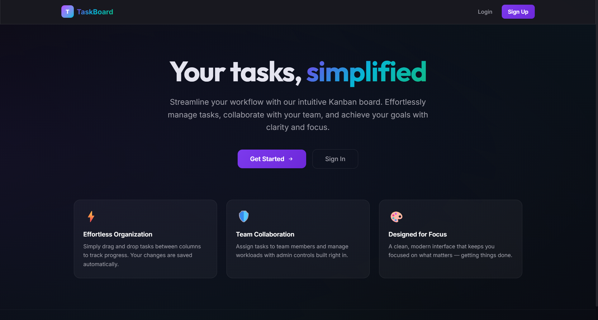 TaskBoard interface preview